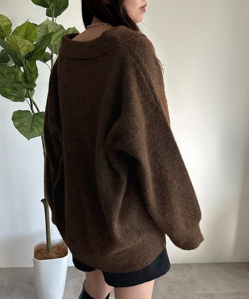 apres jour mignon(アプレジュールミニョン)の「キーネックポロニット【ZOZOTOWN限定アイテム】(ニット/セーター・レディース・マスタード/ブラウン系その他/チャコールグレー・X-LARGE/フリー)」の12枚目の写真