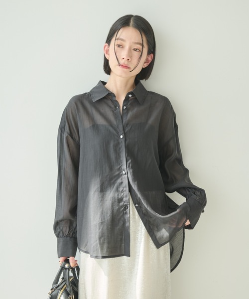 セール】シルバーボタンシアーシャツ（シャツ/ブラウス）｜Shelly