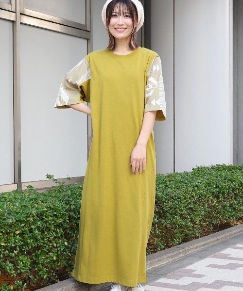 チチカカ(チチカカ)の「ナバホスリーブTシャツワンピース(ワンピース・レディース・マスタード/レッド/ブラック・FREE)」の1枚目の写真