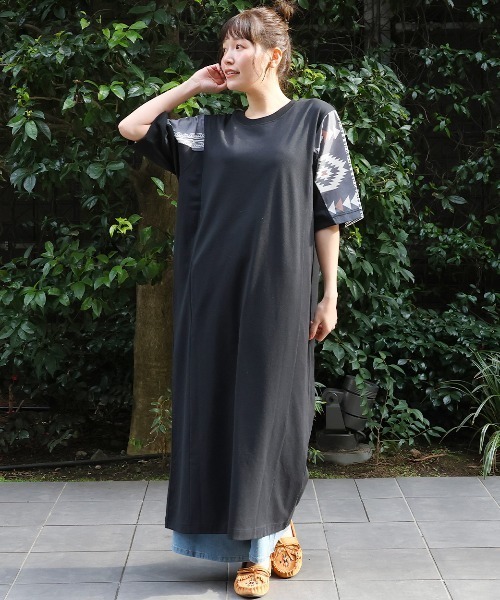 チチカカ(チチカカ)の「ナバホスリーブTシャツワンピース(ワンピース・レディース・マスタード/レッド/ブラック・FREE)」の5枚目の写真