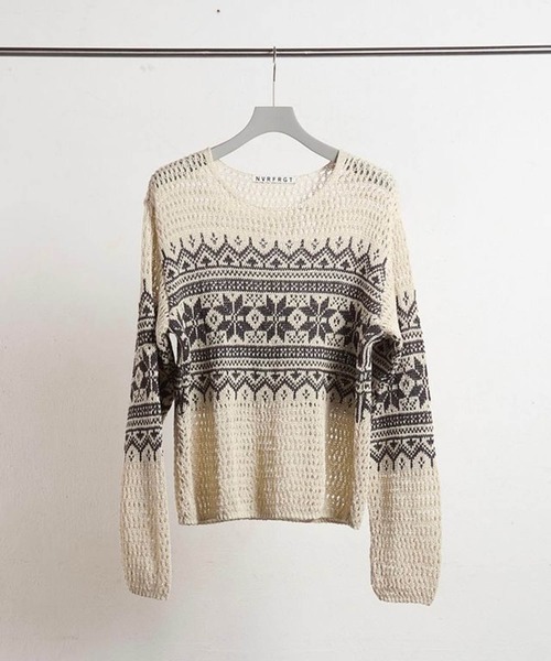 NVRFRGT(ネヴァーフォーゲット)の「NORDIC JACQUARD OPEN KNIT SWEATER(ニット/セーター・メンズ・キナリ/ブラック・3/1/2)」の4枚目の写真