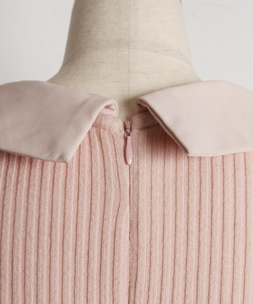 tocco closet（トッコ　クローゼット）の「襟付きリブニット×ツイードドッキングワンピース（ワンピース・レディース・ピンク/ブラック・M）」の19枚目の写真