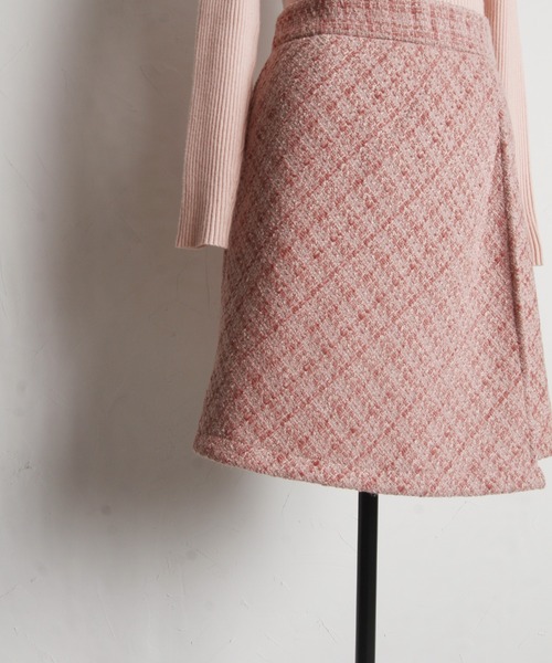 tocco closet（トッコ　クローゼット）の「襟付きリブニット×ツイードドッキングワンピース（ワンピース・レディース・ピンク/ブラック・M）」の22枚目の写真