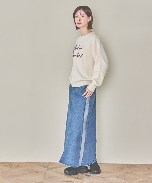 LAKOLE（ラコレ）の「刺繍ロゴニットプルオーバー / 289668（ニット/セーター・レディース・チャコールグレー/オレンジ/ライトグリーン/アイボリー・FREE）」の8枚目の写真