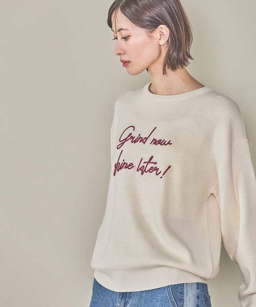 LAKOLE（ラコレ）の「刺繍ロゴニットプルオーバー / 289668（ニット/セーター・レディース・チャコールグレー/オレンジ/ライトグリーン/アイボリー・FREE）」の10枚目の写真