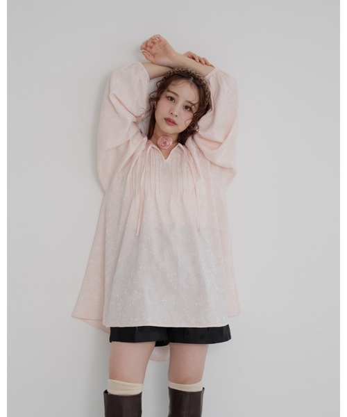 JUMELLE（ジュメロ）の「【25/SS新作】pin tuck tunic shirt（シャツ/ブラウス・レディース・ピンク/アイボリー・FREE）」の13枚目の写真