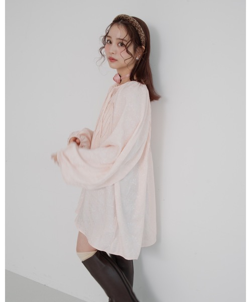 JUMELLE（ジュメロ）の「【25/SS新作】pin tuck tunic shirt（シャツ/ブラウス・レディース・ピンク/アイボリー・FREE）」の14枚目の写真