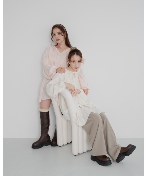 JUMELLE（ジュメロ）の「【25/SS新作】pin tuck tunic shirt（シャツ/ブラウス・レディース・ピンク/アイボリー・FREE）」の17枚目の写真