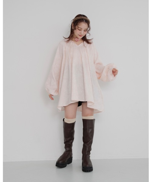 JUMELLE（ジュメロ）の「【25/SS新作】pin tuck tunic shirt（シャツ/ブラウス・レディース・ピンク/アイボリー・FREE）」の11枚目の写真