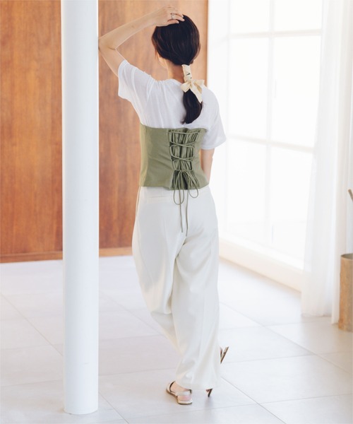 titivate（ティティベイト）の「バックレースアップキャミソール/ビスチェ（キャミソール・レディース・ブラック/ライトベージュ/ライトカーキ・S/M/L）」の17枚目の写真