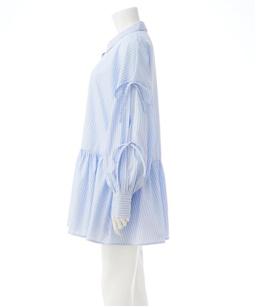 INGNI（イング）の「袖リボンティアードチュニックシャツワンピース（シャツワンピース・レディース・サックスブルー/ホワイト系8/ブルー系1・M）」の5枚目の写真