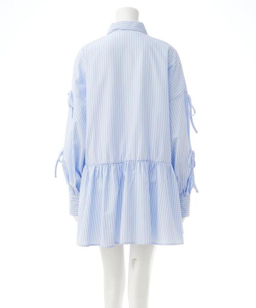 INGNI（イング）の「袖リボンティアードチュニックシャツワンピース（シャツワンピース・レディース・サックスブルー/ホワイト系8/ブルー系1・M）」の6枚目の写真