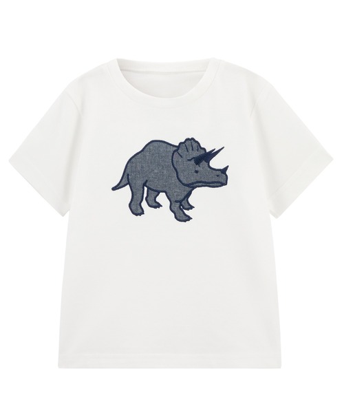 combimini（コンビミニ）の「半袖Tシャツ（恐竜アップリケ）（Tシャツ/カットソー・キッズ・ホワイト/ネイビー・80/90/100/110/120）」の3枚目の写真