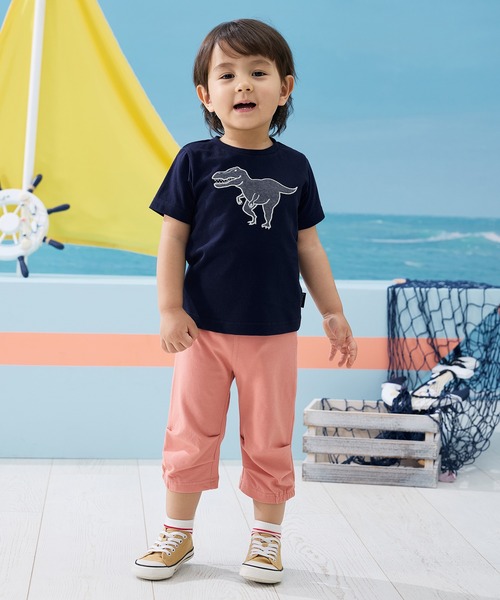 combimini（コンビミニ）の「半袖Tシャツ（恐竜アップリケ）（Tシャツ/カットソー・キッズ・ホワイト/ネイビー・80/90/100/110/120）」の6枚目の写真