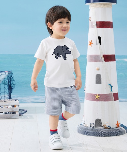 combimini（コンビミニ）の「半袖Tシャツ（恐竜アップリケ）（Tシャツ/カットソー・キッズ・ホワイト/ネイビー・80/90/100/110/120）」の11枚目の写真