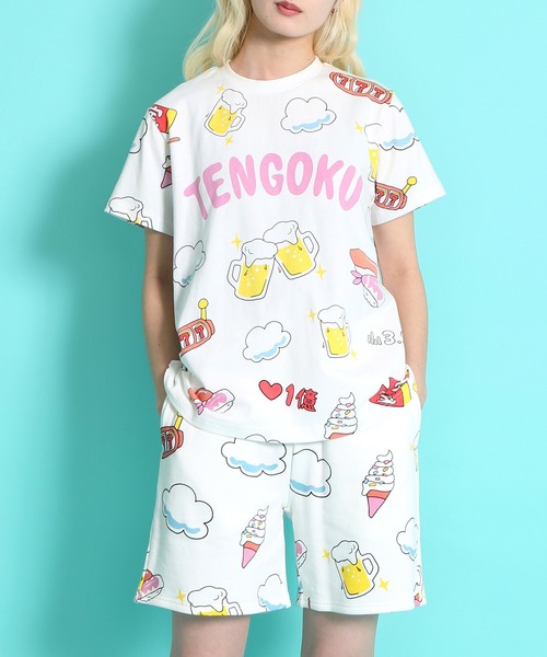 PUNYUS(プニュズ)の「天国と地獄総柄スウェットショーパン(スウェットパンツ・レディース・ホワイト/スミクロ・1/2/4/3)」の9枚目の写真