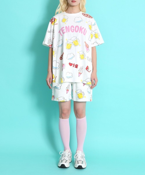 PUNYUS(プニュズ)の「天国と地獄総柄スウェットショーパン(スウェットパンツ・レディース・ホワイト/スミクロ・1/2/4/3)」の10枚目の写真