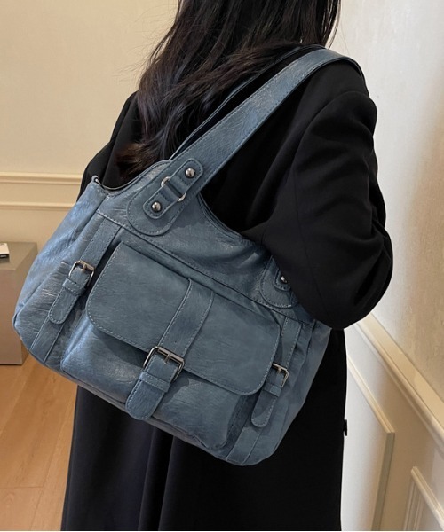 Y2K レトロ アウトポケット ショルダーバッグ 2WAY/A4対応大容量