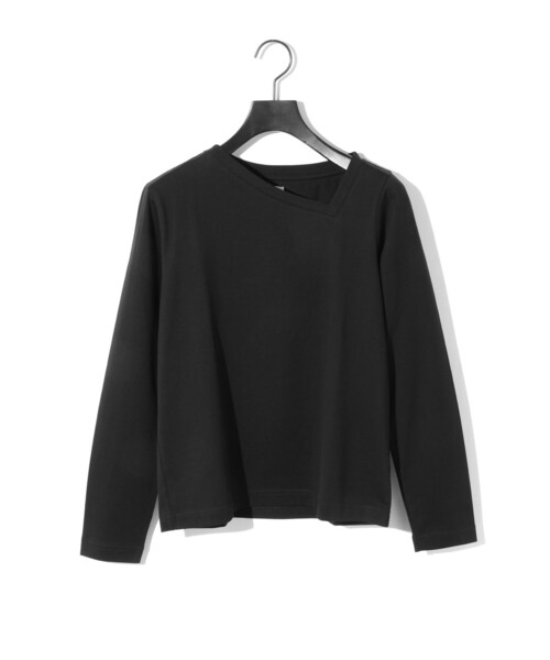 MIDIUMISOLID(ミディウミソリッド)の「MIDIUMISOLID for Ladies アシンメトリーネックプルオーバー(Tシャツ/カットソー・レディース・ブラック/カーキ/オフホワイト・FREE)」の3枚目の写真