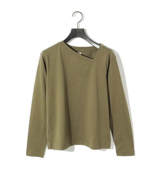 MIDIUMISOLID(ミディウミソリッド)の「MIDIUMISOLID for Ladies アシンメトリーネックプルオーバー(Tシャツ/カットソー・レディース・ブラック/カーキ/オフホワイト・FREE)」の17枚目の写真