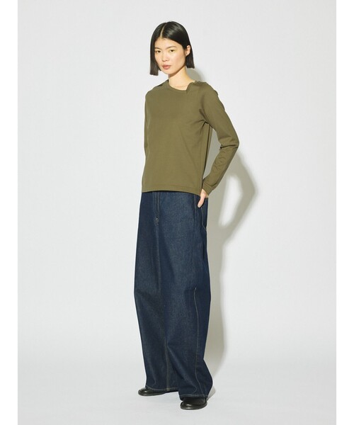 MIDIUMISOLID(ミディウミソリッド)の「MIDIUMISOLID for Ladies アシンメトリーネックプルオーバー(Tシャツ/カットソー・レディース・ブラック/カーキ/オフホワイト・FREE)」の5枚目の写真
