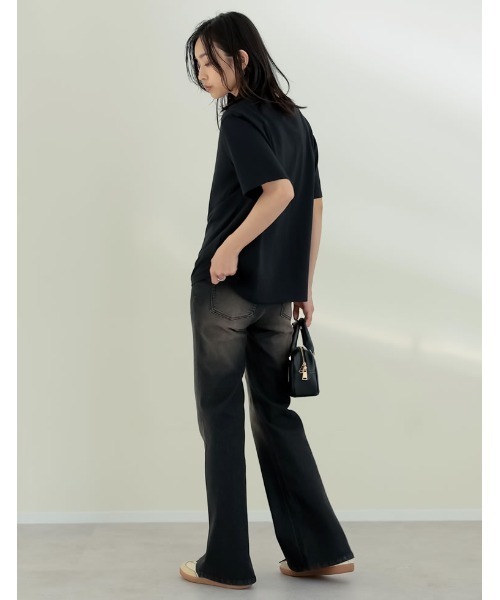 Re:EDIT（リエディ）の「[2025SS COLLECTION][接触冷感][UVカット][紫外線対策]サークルロゴTシャツ（Tシャツ/カットソー・レディース・ブラック/チャコールグレー/ホワイト・MEDIUM/LARGE）」の9枚目の写真