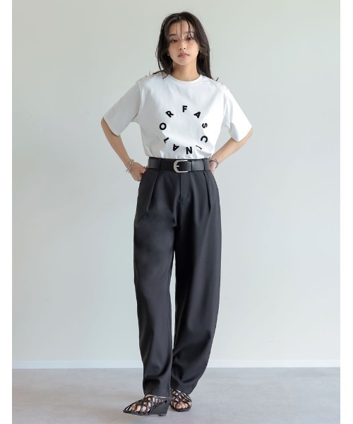 Re:EDIT（リエディ）の「[2025SS COLLECTION][接触冷感][UVカット][紫外線対策]サークルロゴTシャツ（Tシャツ/カットソー・レディース・ブラック/チャコールグレー/ホワイト・MEDIUM/LARGE）」の5枚目の写真