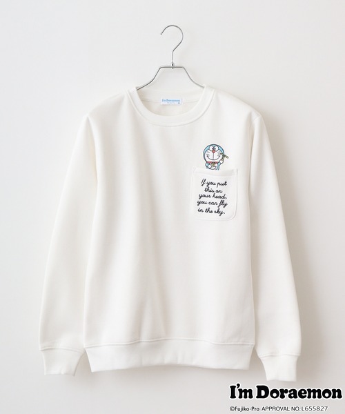 sanrio(サンリオ)の「I’m Doraemonプリントトレーナー(スウェット・メンズ・ブラック/オフホワイト/グレイッシュベージュ/ブルーグレー・L/M/LL)」の5枚目の写真