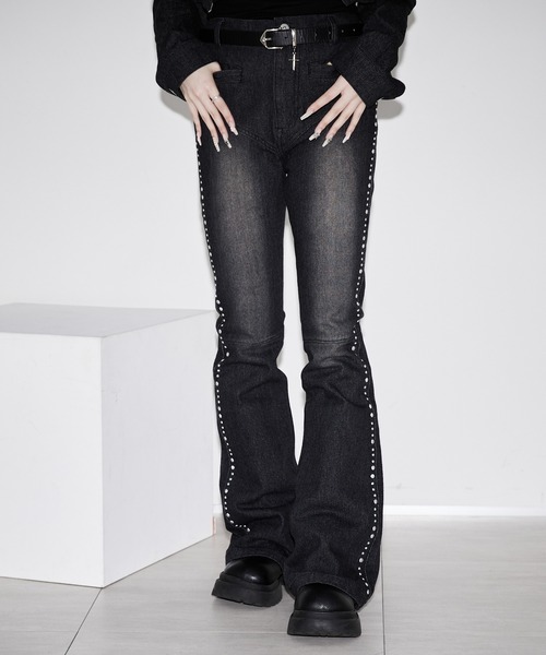 セール】studs flare denim pants / スタッズフレアデニムパンツ
