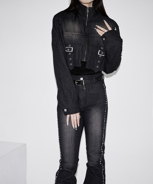 セール】studs flare denim pants / スタッズフレアデニムパンツ