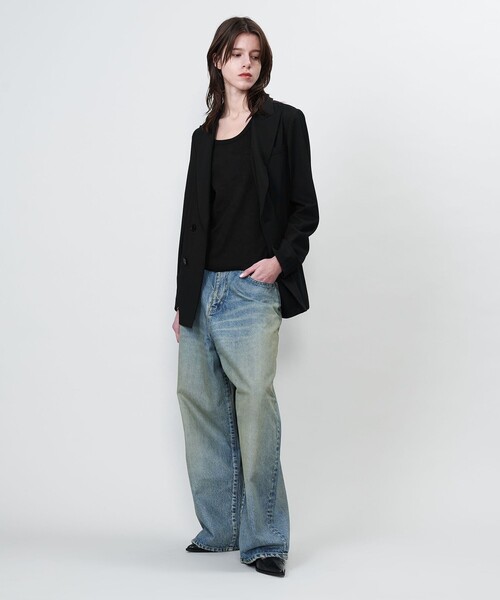 ASTRAET(アストラット)の「<ASTRAET>ピークドラペル 6ボタン ダブルジャケット(テーラードジャケット・レディース・ブラック/ライトグレー・1/0)」の5枚目の写真