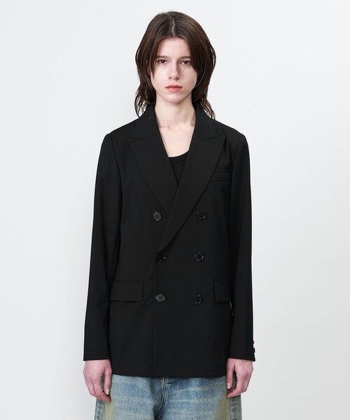 ASTRAET(アストラット)の「<ASTRAET>ピークドラペル 6ボタン ダブルジャケット(テーラードジャケット・レディース・ブラック/ライトグレー・1/0)」の9枚目の写真