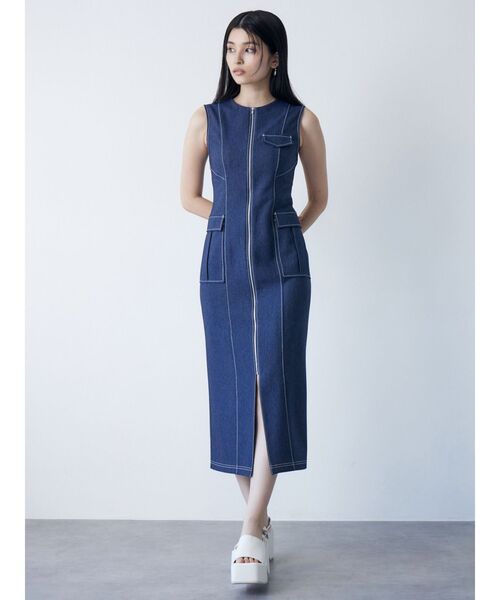 MURUA(ムルーア)の「フロントジップナローワンピース(ワンピース・レディース・ブラック/カーキ/インディゴブルー・1/2)」の18枚目の写真