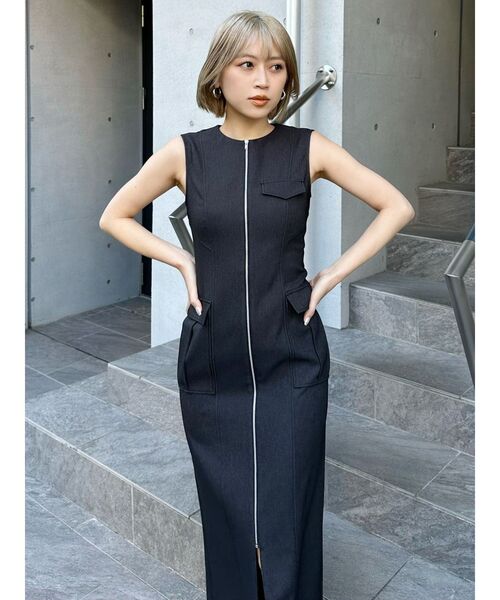 MURUA フロントジップナローワンピース フロントジップナローワンピース[品番：MKSW0063318]｜MURUA