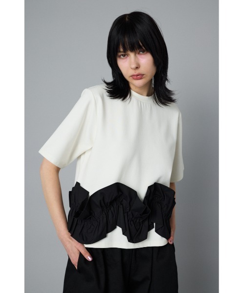 HeRIN.CYE(ヘリンドットサイ)の「Attachment hem tops アタッチメントヘムトップス(Tシャツ/カットソー・レディース・ホワイト/ネイビー/グレー・FREE)」の2枚目の写真