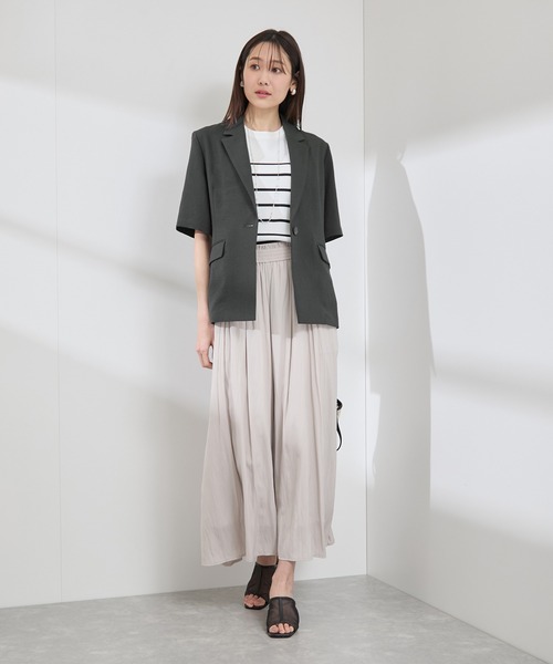 ROPE' PICNIC（ロペピクニック）の「【接触冷感・吸水速乾・防シワ】エフォートレスリラックスハーフスリーブジャケット（テーラードジャケット・レディース・ベージュ/チャコールグレー/ライトグレー・38）」の13枚目の写真