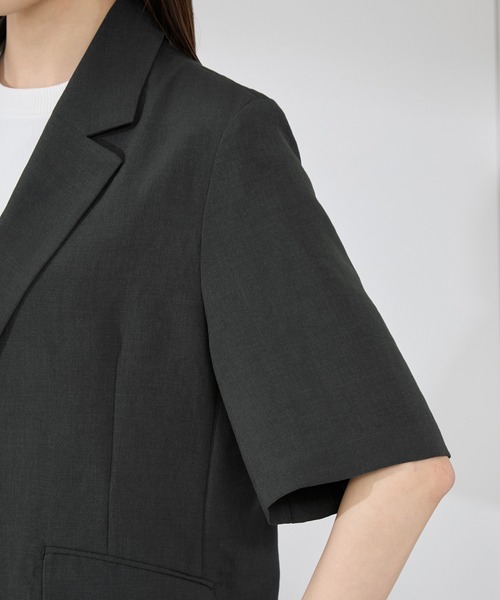 ROPE' PICNIC（ロペピクニック）の「【接触冷感・吸水速乾・防シワ】エフォートレスリラックスハーフスリーブジャケット（テーラードジャケット・レディース・ベージュ/チャコールグレー/ライトグレー・38）」の18枚目の写真