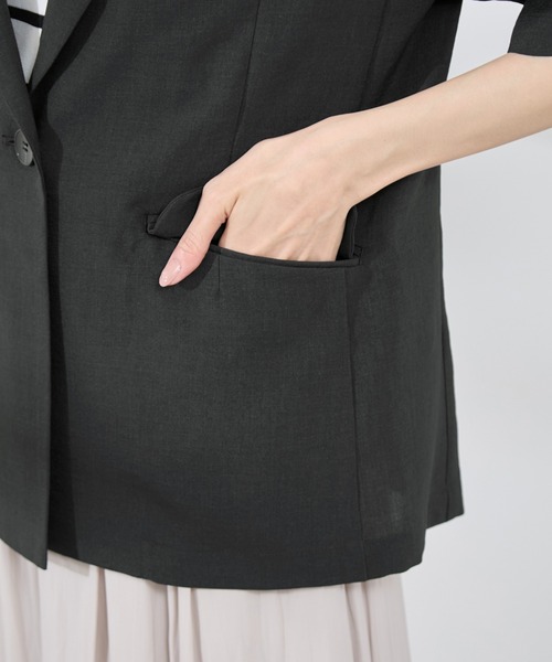 ROPE' PICNIC（ロペピクニック）の「【接触冷感・吸水速乾・防シワ】エフォートレスリラックスハーフスリーブジャケット（テーラードジャケット・レディース・ベージュ/チャコールグレー/ライトグレー・38）」の19枚目の写真