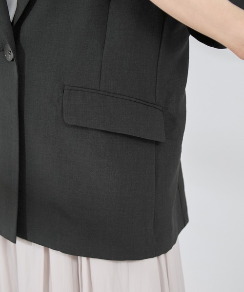 ROPE' PICNIC（ロペピクニック）の「【接触冷感・吸水速乾・防シワ】エフォートレスリラックスハーフスリーブジャケット（テーラードジャケット・レディース・ベージュ/チャコールグレー/ライトグレー・38）」の20枚目の写真