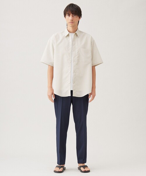 UNFILO(アンフィーロ)の「コットンライク 半袖シャツ(シャツ/ブラウス・メンズ・ブルー系1/ベージュ系3・SMALL/LARGE/MEDIUM/X-LARGE)」の9枚目の写真