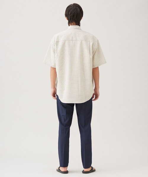 UNFILO(アンフィーロ)の「コットンライク 半袖シャツ(シャツ/ブラウス・メンズ・ブルー系1/ベージュ系3・SMALL/LARGE/MEDIUM/X-LARGE)」の7枚目の写真