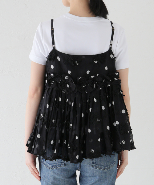 追加》crinkle crinkle crinkle 3D embroidery dot camisole CC