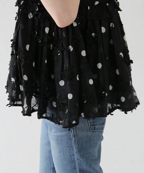 追加》crinkle crinkle crinkle 3D embroidery dot camisole CC