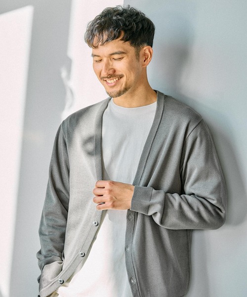 FOUND GOOD(ファウンドグッド)の「リネンライクCD(カーディガン/ボレロ・メンズ・ブラック/グレー系5/ブルー系5・M/L/XL)」の2枚目の写真