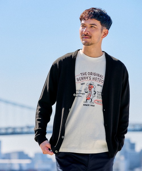 FOUND GOOD(ファウンドグッド)の「リネンライクCD(カーディガン/ボレロ・メンズ・ブラック/グレー系5/ブルー系5・M/L/XL)」の1枚目の写真