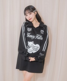 Honey Kitten袖ラインユニフォームトップス