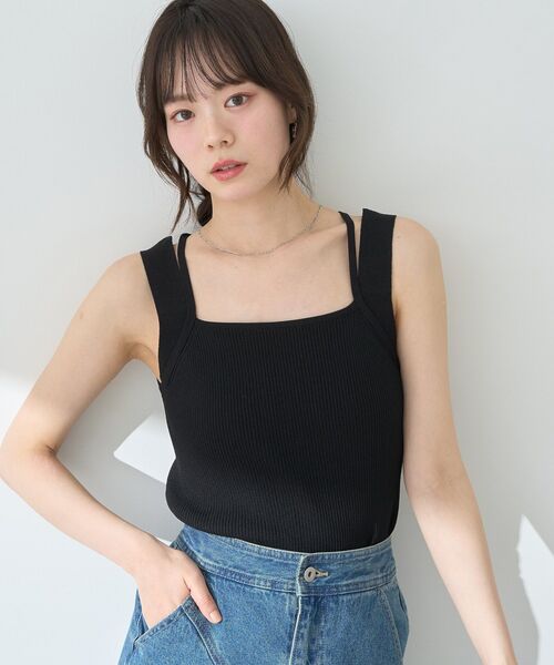 miniministore｜カップ付き タンクトップ白黒 レディース