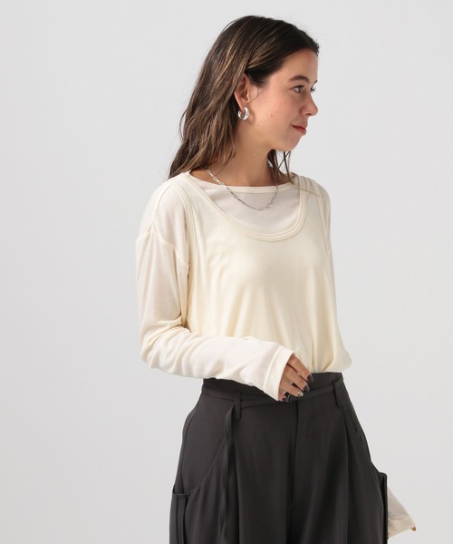 BAYFLOW（ベイフロー）の「[トレンドアイテム]タンク&ロングスリーブTシャツ2Pセット（Tシャツ/カットソー・レディース・ブラック/ピンク/オフホワイト・FREE）」の2枚目の写真