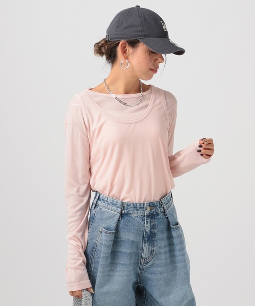 BAYFLOW（ベイフロー）の「[トレンドアイテム]タンク&ロングスリーブTシャツ2Pセット（Tシャツ/カットソー・レディース・ブラック/ピンク/オフホワイト・FREE）」の20枚目の写真