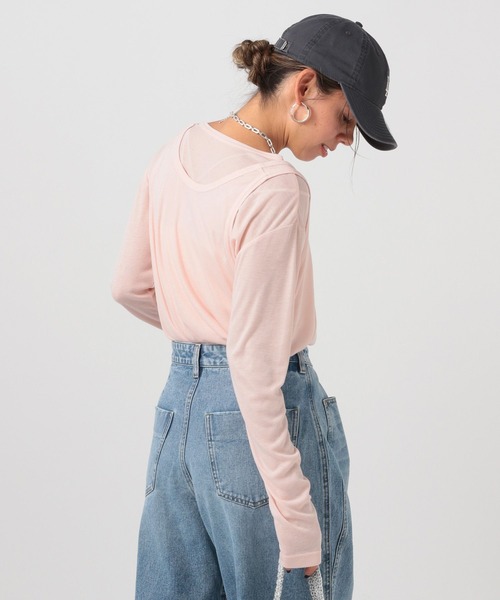 BAYFLOW（ベイフロー）の「[トレンドアイテム]タンク&ロングスリーブTシャツ2Pセット（Tシャツ/カットソー・レディース・ブラック/ピンク/オフホワイト・FREE）」の21枚目の写真